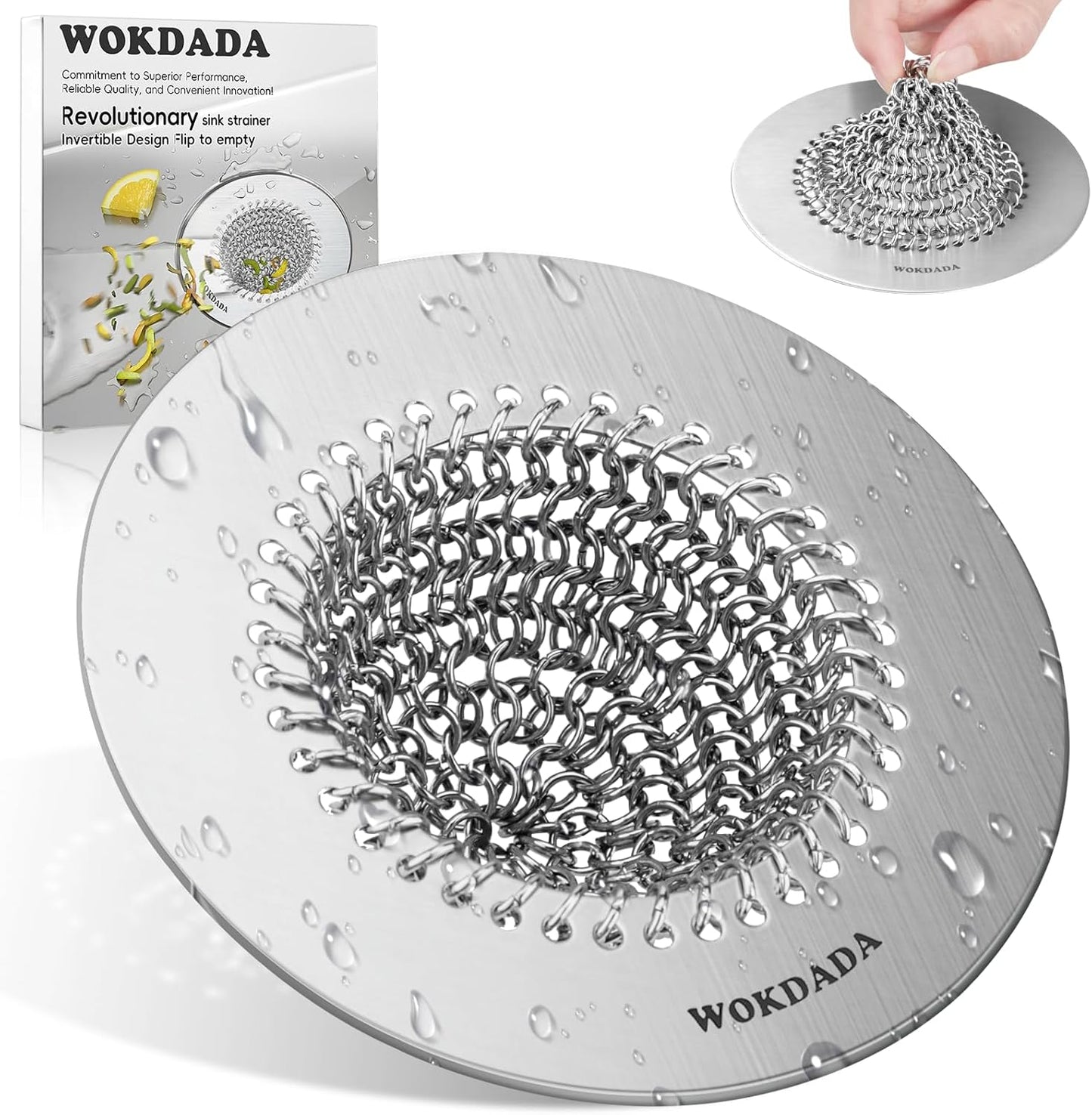 Sink Drain Strainer, Reversible No Clog Mesh Kitchen Sink Drain Strainer, 304 Stainless Steel & Rust-Proof/Masterfully Handcrafted, Easy Clean, Dishwasher Safe, Fits Standard Sink Drain