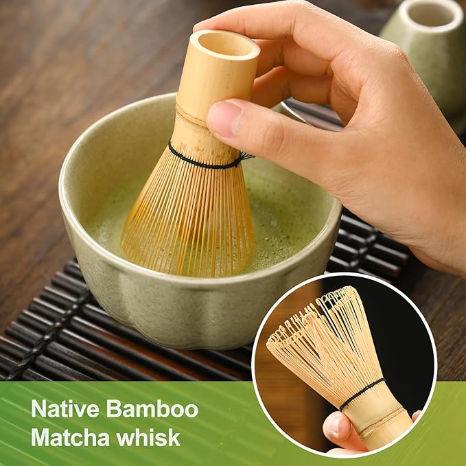 Matcha Whisk Set, Green Matcha Set, 15 OZ Matcha Bowl with Spout, 8 PCS Perfect Matcha Kit for Making Latte Matcha Lover