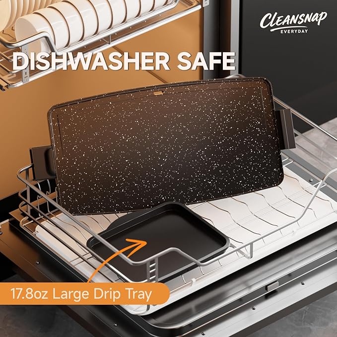 Cleansnap Everyday Electric Griddle, 20” Nonstick Grill with Foldable Anti-Mess Shield, 1700W Fast Heating, ILAG Ultimate Coating, Dishwasher-Safe Removable Plate, Midnight Black
