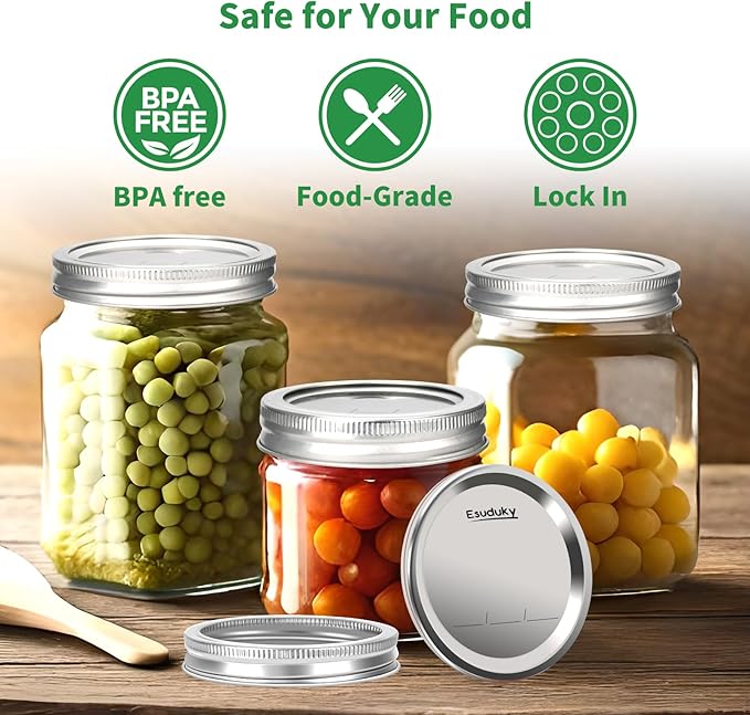 36Pcs Mason Jar Lids with Rings Wide Mouth, Upgrade Canning Lids with Rings/Bands for Ball, Kerr Jars and More, Split-Type with Leak Proof & Airtight, Food Grade Material for Mason Jars