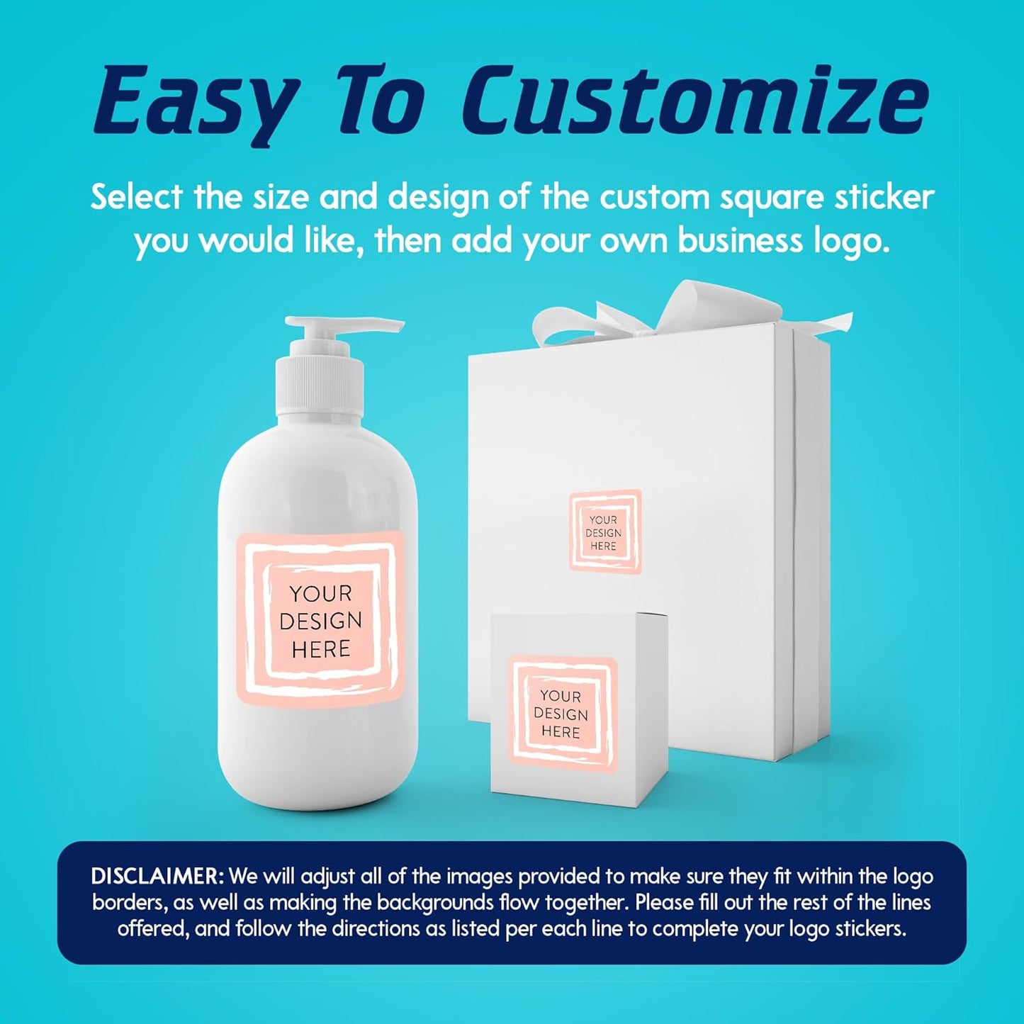 100 Custom Vinyl Stickers - Upload Your own Image, Text, Design, Logo - Personalized Logo Labels for Handmade, Packaging, Bottle, Jars, Candle, Brand Stickers (Peach, 1.5x1.5 Square)