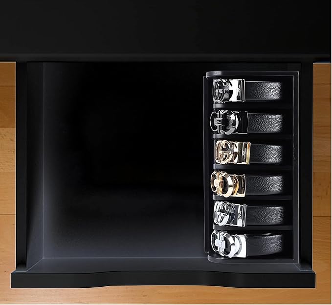 MinBoo Bamboo Belt Organizer Box,6 Grids Belt Rack for Closet and Drawer, Belt Storage Organizer and Displayer for Men Women