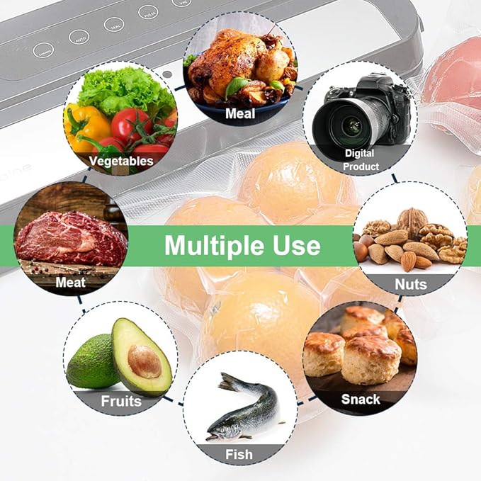 200 Pint Size 6x10Inch Vacuum Sealer Food Sealer Bags with BPA Free,Heavy Duty,Great for Vac Storage or Sous Vide Cooking
