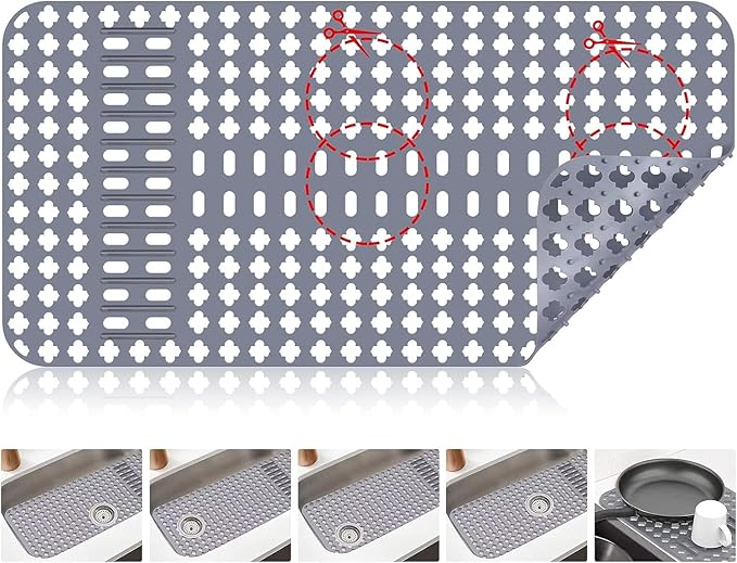 ARLBA Upgraded Silicone Sink Mat 28"x14" Sink Protectors for Kitchen Sink with Rear Drain/Center Drain,Sink Rack for Bottom of Sink, Kitchen Sink Mats for Bottom of Stainless Steel/Porcelain Sink