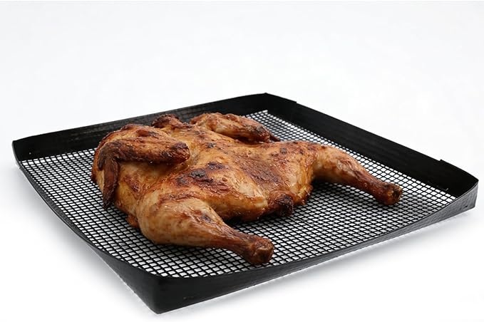 Professional-Grade 2-Pack PTFE Mesh Oven Baskets, 11.5x13.5x1 Inch Non-Stick Solid Oven Trays for Commercial Kitchens & High-Volume Cooking