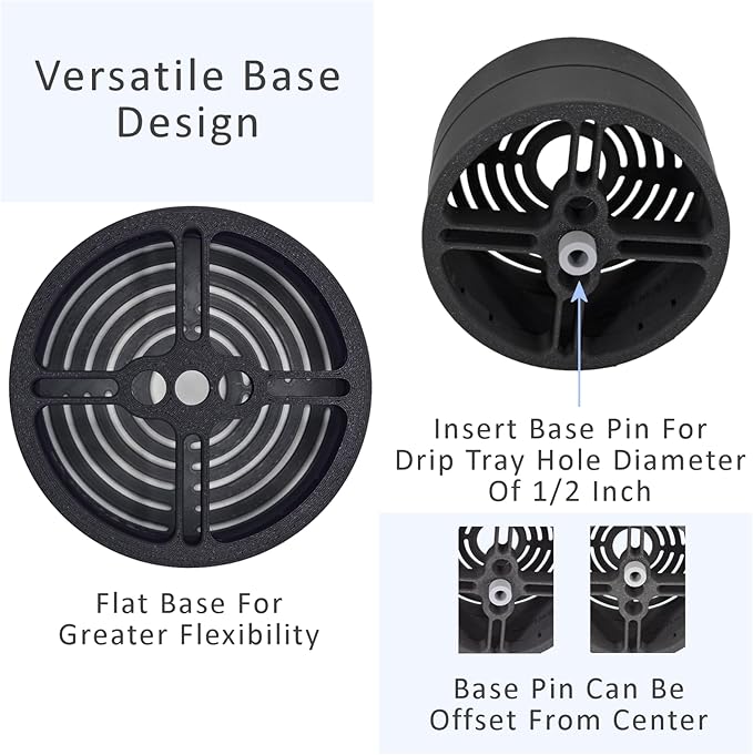 Elevate Anti-Splash Cup Riser Accessory for most Keurig K-cup, Cuisinart Single Serve, and other Coffee Makers, Adjustable for Cup Size and Drip Tray Type (Black with Black Base)