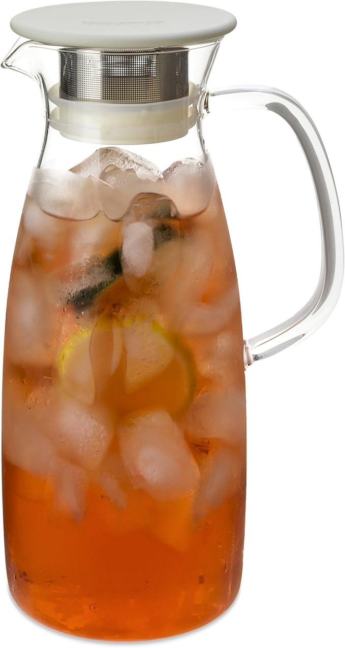 FORLIFE Mist Glass Ice Tea Jug , 50-Ounce, White