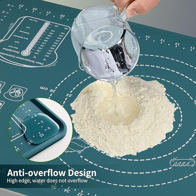 DANIA & DEAN [Pro Edition] 1.1mm Heavy-Duty Silicone Pastry Mat with 4.5mm Raised Edge, Exclusive Mom Theme 26"x16" Large Baking Mat for Rolling Dough, Non-Slip Spill-Proof Kneading Mat, Gift for Mom