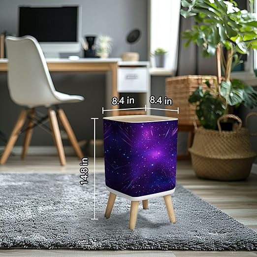 Small Trash Can with Lid Space nebula stars Milky way galaxy infinite universe Starlight night Wastebasket with Press Cover Dog Proof Garbage Can Waste Bin for Kitchen Bathroom Nursery 2.6 Gallon