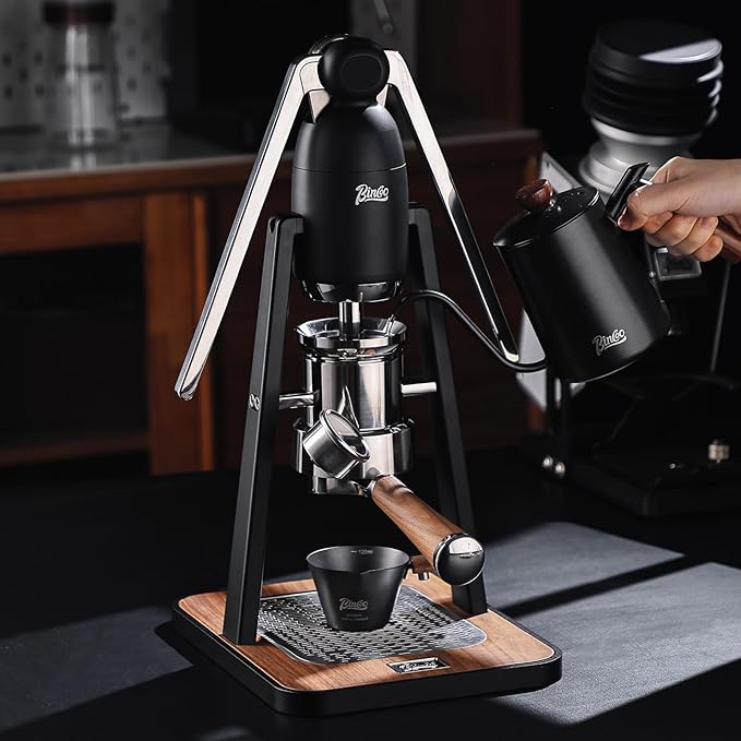 Manual Espresso Maker Set - Hand Press Espresso Machine – 12Bar Pressure Profiling, Dual-Lever Manual Coffee Maker with Pre-Infusion, Portable for Custom Espresso Shots, Stainless Steel (Black)