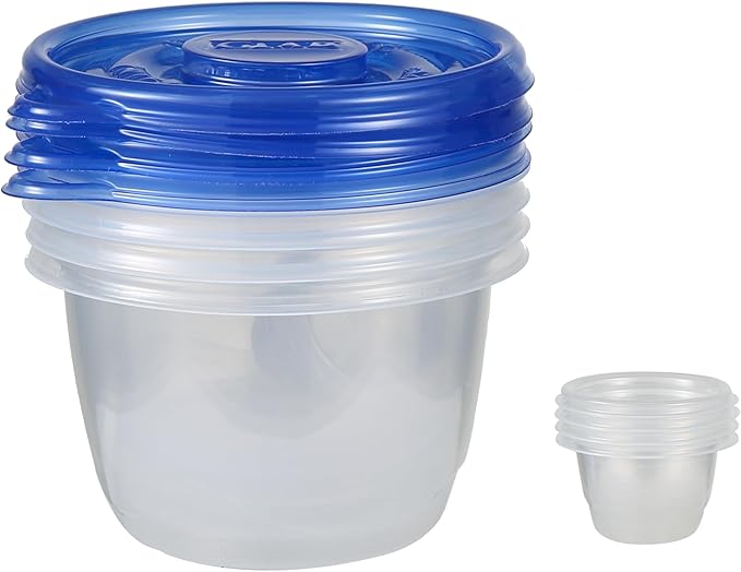 Glad GladWare To Go Lunch Food Storage Containers with Lids, Medium Round BPA Free Plastic with Built-In Dressing Cup for Salads and Lunches, Microwave Dishwasher Safe, 32 Oz, 4 Count - 6 Pack