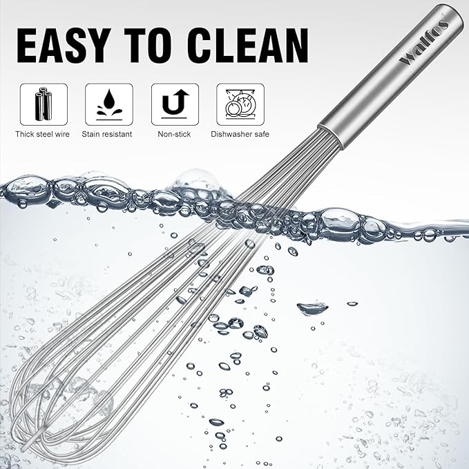 Walfos Whisk,17in Large Whisks, Heavy Duty Stainless Steel Wire Whisk Ideal For Beating Eggs, Blending Sauces, Mixing Batter.