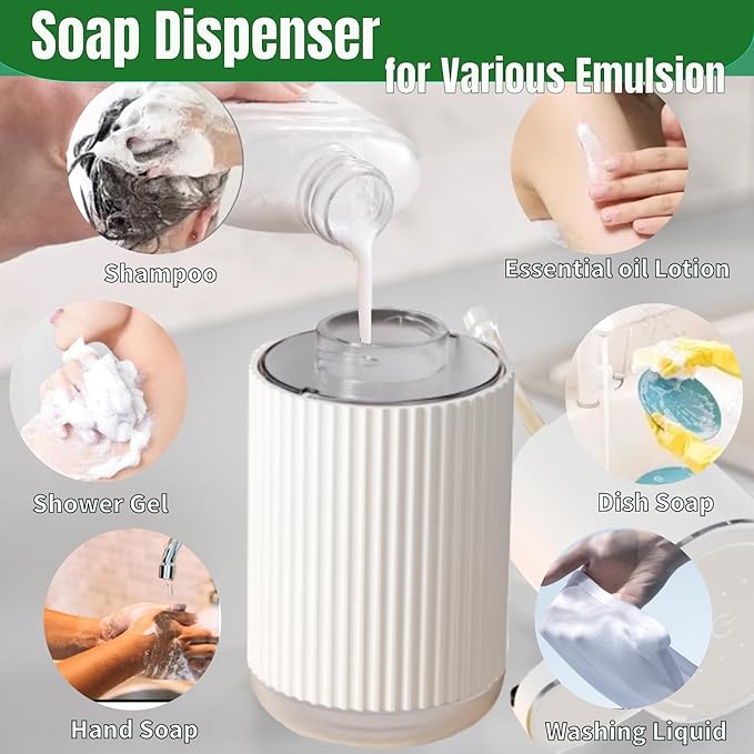 2Pack Automatic Soap Dispenser, Touchless Foaming Soap Dispenser Bathroom,Upgrade Hand & Dish Electric Dispenser 4-Level Adjustable Waterproof Wall Mount Kitchen Auto Soap Pump for Thin & Thick Liquid