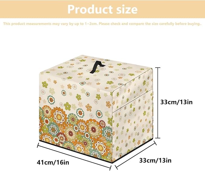 Colorful Hippie Flower Print Food Slicer Cover, Meat Slicer Cover, Waterproof Fabric, Easy to Clean With Organizer Side Pocket for Accessories, Such as Stainless Steel Blade, Brush,etc