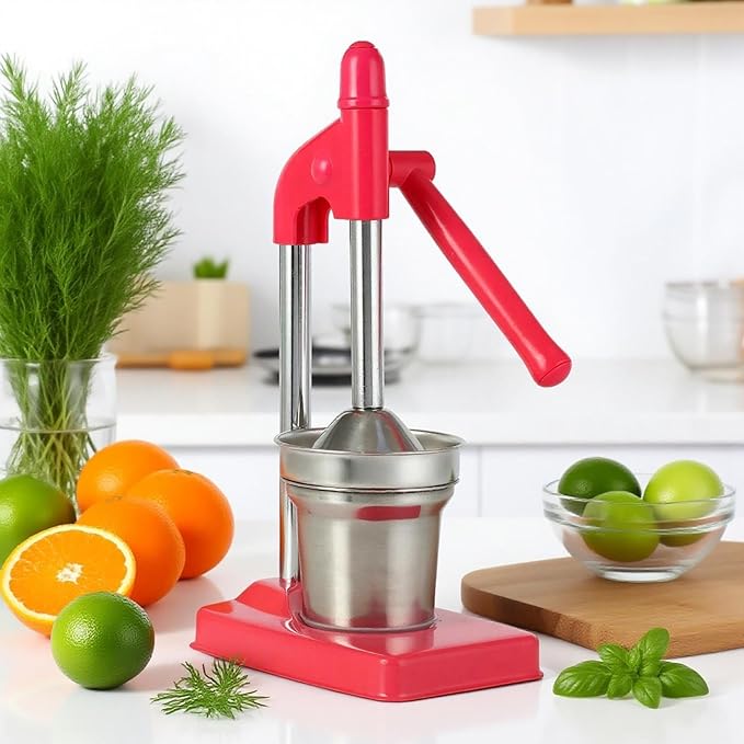 Cast Iron Hand Juicer, Manual Citrus Press, Heavy Duty Lime Lemon Orange Juicer for Fresh Juice, Easy Clean
