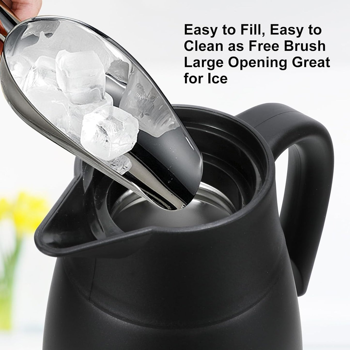 Thermal Coffee Carafe, Updated Insulated Stainless Steel Coffee Carafes for Keeping Hot Coffee & Water Hot Beverage-12Hours, Double Walled Vacuum Coffee Carafe (black)