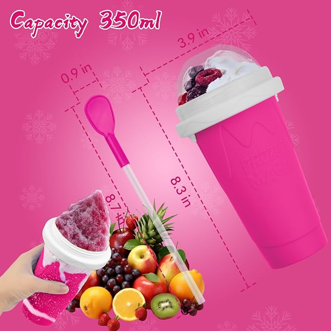 Slushie Maker Cup, DIY Magic Slushy Maker Squeeze Cups, Portable Smoothie Slushy Cup for Juices, Milk and Ice Cream Make, Double Layer Squeeze Slushy Maker Cup, Birthday Gifts for Mom Dad & Friends