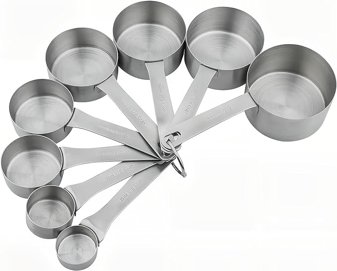 Smithcraft Measuring Cups Set 8, 18/8 Stainless Steel Measuring Cups Set, Metal Measuring Cups With 1/8, 1/4, 2/3, 3/4 Measuring Cup for Kitchen & Baking