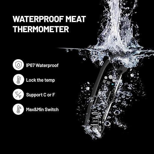 𝟮𝟬𝟮𝟱 𝙐𝙥𝙜𝙧𝙖𝙙𝙚𝙙 Instant Read Digital Meat Thermometer by puxyblue - 2 Pack Waterproof & Super Fast Food Thermometer Widely Used for Indoor & Outdoor Cook, Grill, Bake, BBQ, Candy Making