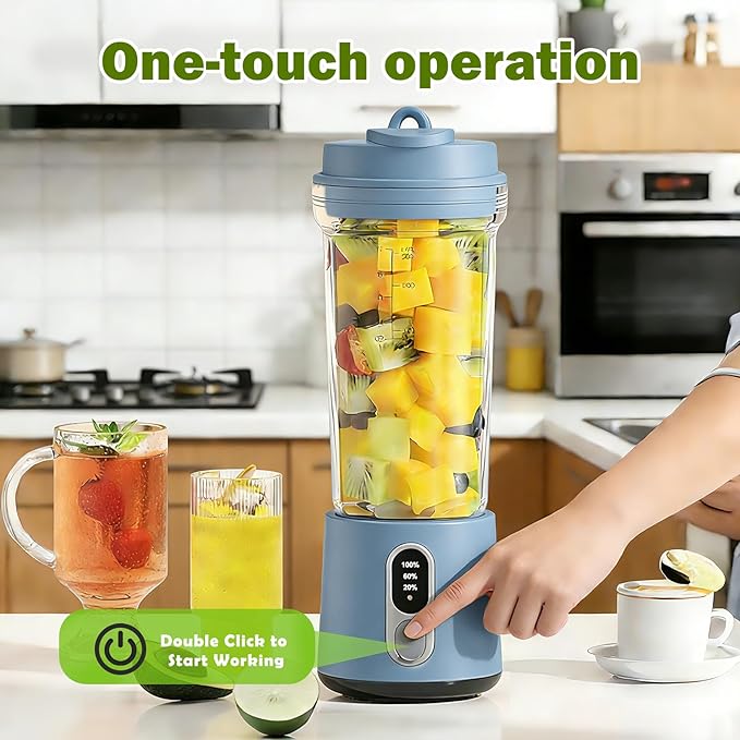 Mini Portable Blender Personal Juicer - 500ML Small Blender for Shakes and Smoothies, 300 Watt Mini Smoothie Food Maker Type-C Rechargeable Portable Smoothie Blenders for Outdoor and Indoor Sport