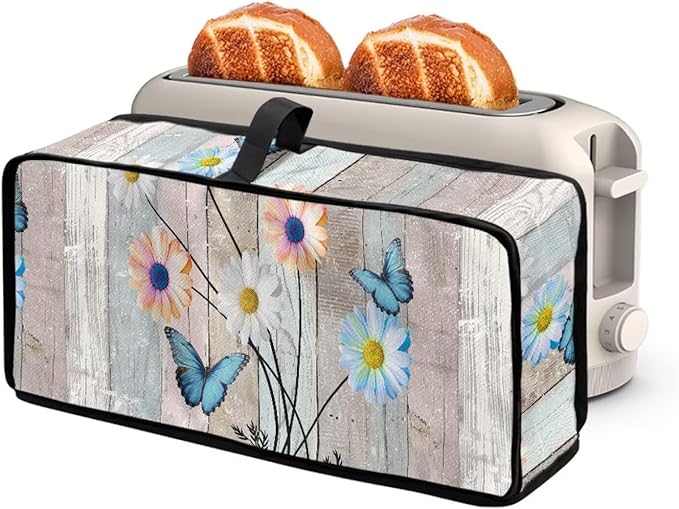 Toaster Cover 2 Slice Wood Grain Floral 2 Slice Slim Toaster Cover, Heat- Resistant Dustproof Protective Covers for Small Appliance, Water Resistant