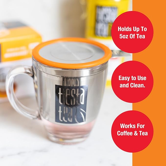 Tiesta Tea Brewbasket Stainless Steel Infuser Basket for Loose Leaf, Reusable Fine Mesh Strainer for Hot & Iced Drinks, Loose Leaf Steeper, Single Cup Tea Diffuser, Holds 5 Ounces