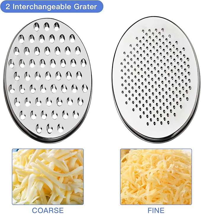 Black Compact Round Cheese Grater with Food Storage Container & Lid Grinder for Hard Parmesan, Ginger, Vegetables, Butter