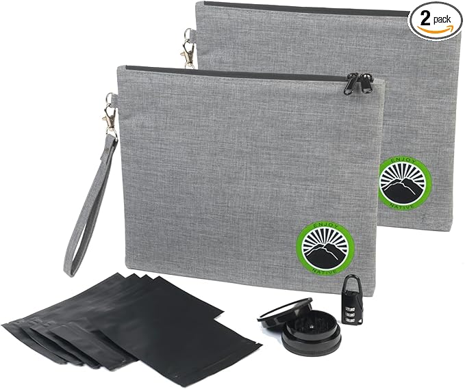 Enjoy Native Smell Proof Bag with Lock 11" x 9", Smell Proof Container, Dog Tested Odor resistant Bags, Best Zipper odor sealing pouch for Herbs, Coffee & Travel Medicine, Scent resistent Containers