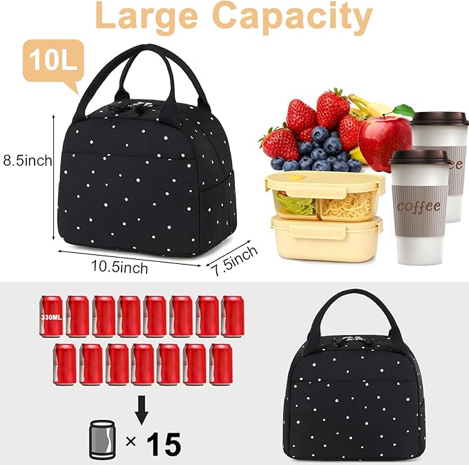 Bluboon Lunch Bag for Women Men Cute Lunch Tote Bags Reusable Insulated Lunch Box Large Capacity Reusable Insulated Cooler for Work Picnic or Travel