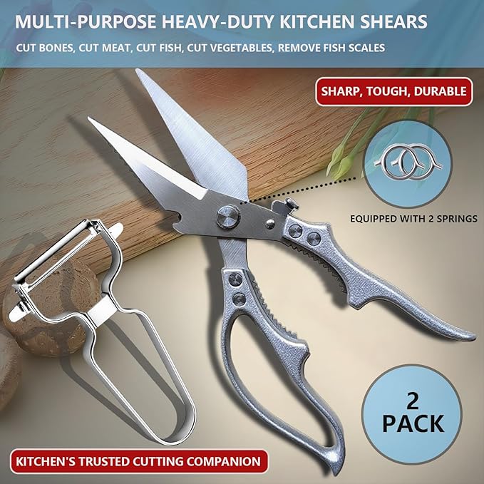 Poultry Shears Heavy Duty kitchen Scissors,Kitchen Shears For Food,Vegetable Peelers For Kitchen,Meat Scissors With Anti Slip Handle And Safety Lock,For Cutting Chicken,Fish,Vegetable