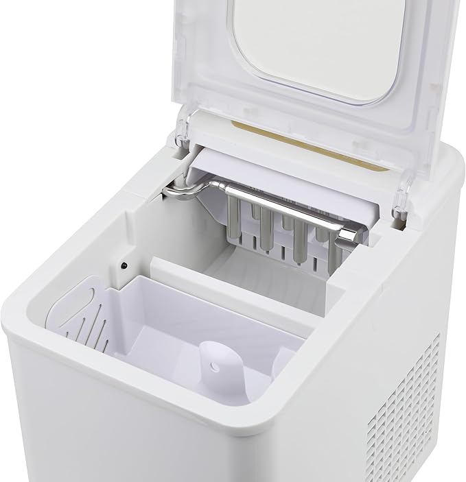 West Bend Timeless Ice Maker Mighty Ice Countertop Design Makes 26 Pounds of Bullet-Shaped Ice Cubes in 24 Hours, Digital Touch Controls and Self Cleaning Function, Includes Scoop, White/Gold