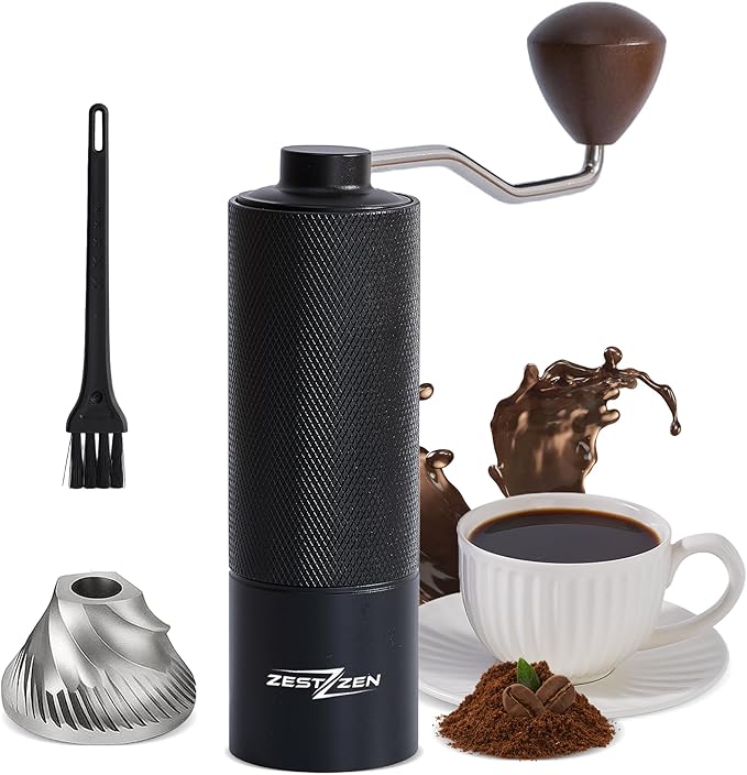 Manual Coffee Grinder with Precision Conical Burr – Adjustable Hand Coffee Grinder with Double Bearings – Stainless Steel Portable Coffee Mill for Espresso, French Press,Travel & Camping