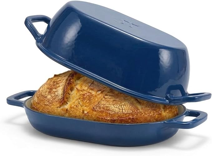 Northriver Casting Enameled Cast Iron Oval Dutch Oven for Bread Baking，12"x8" Bread Pot with Lid，Ideal for Sourdough, Artisan Loaves & Family Meals，5 Qt