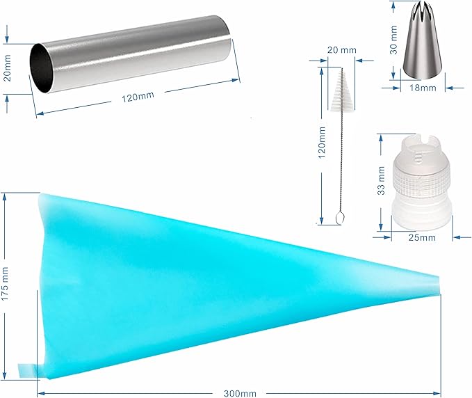 Cannoli Tubes Set, 25 Pack Large Cannoli Forms with Cleaning Brush, Reusable Silicone Piping Bag and Long Piping Tip, Stainless Steel Kitchen Tool DIY Dessert Supplies
