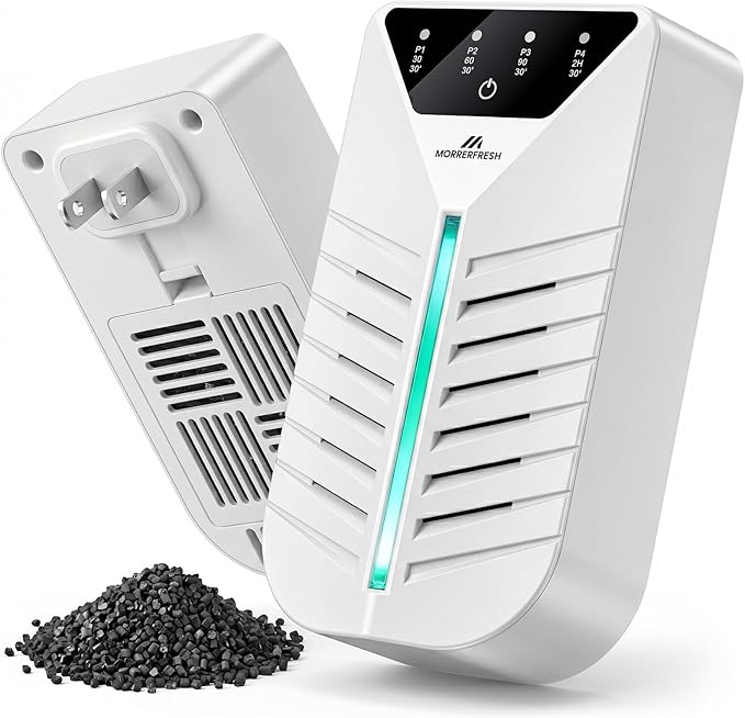 Air Ionizers for Home with Activated Charcoal, Cat Litter Deodorizer, HEPA Plug In Negative Ion Generator for Small Spaces, Bathroom, Office & Kitchen, Pet Odor Eliminator for Smoke, Dust