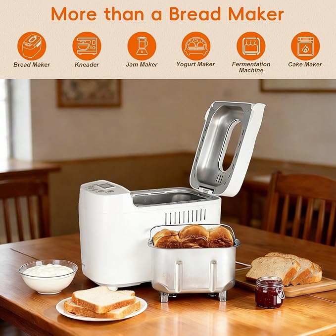 Davivy Bread Maker Machine with 2 Dough Kneading Paddles,15-in-1 Automatic Large Capacity Bread Machine Nonstick Bowl For Bread, Jam& Yogurt, 3 Loaf Sizes and 3 Crust Settings