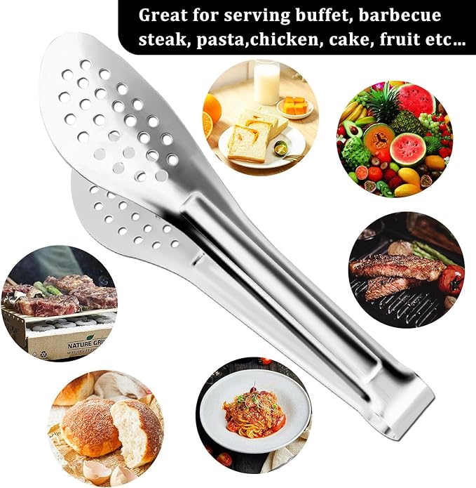 Serving Tongs, Kitchen Tongs,Buffet Tongs, XEVOM Stainless Steel Food Tong Serving Tong,small tongs, Serving Utensils (12 Inch)