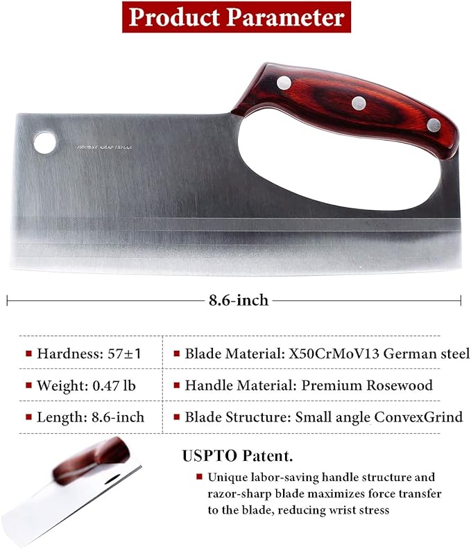 Meat Cleaver Knife Japanese Chef Knife for Vegeable Meat Cutting, Effort Save Unique Knives