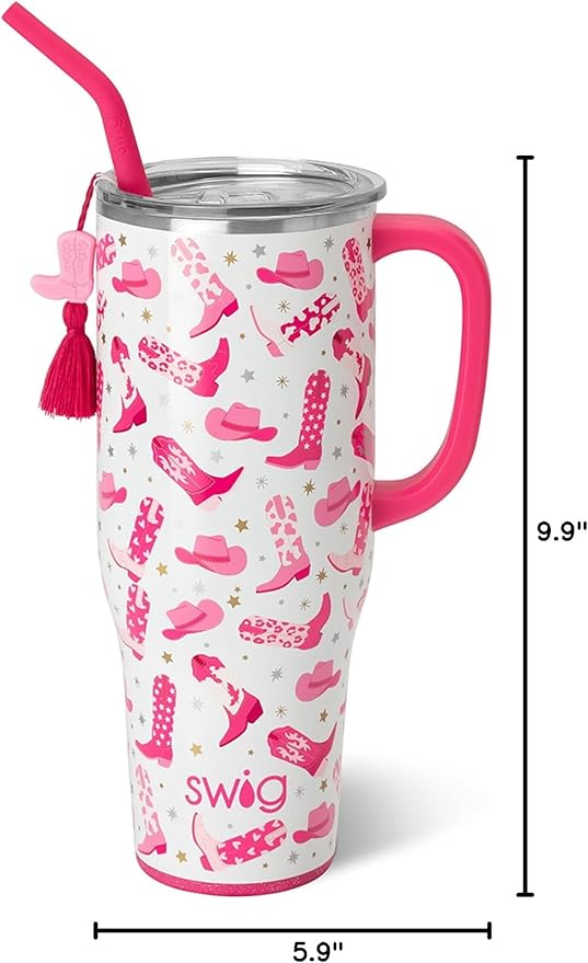 Swig Life 40oz Mega Mug, 40 oz Tumbler with Handle and Straw, Cup Holder Friendly, Dishwasher Safe, Large Stainless Steel Insulated Tumbler, Lightweight Cowgirl Cups, Cowgirl Gifts (Let's Go Girls)