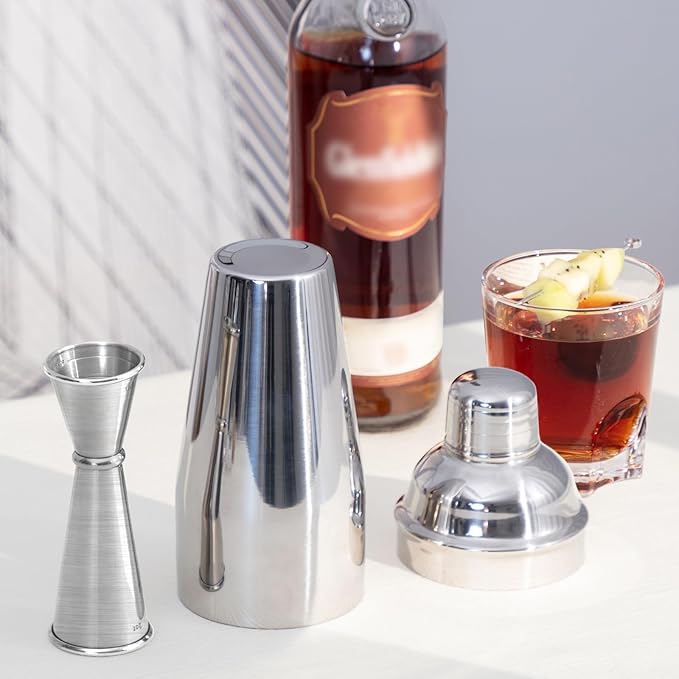 Briout Jigger for Bartending, 2Pcs Double Cocktail Jigger Japanese Premium 304 Food Grade Stainless Steel Jigger 2 OZ 1 OZ with Measurements Inside, Silver
