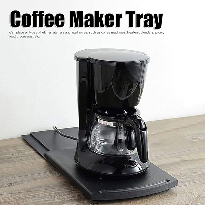 Sliding Coffee Maker Tray, Sliding Tray Mat for Coffee Maker Countertop Coffee Machine Moving Holder Kitchen Appliance Moving Caddy Black