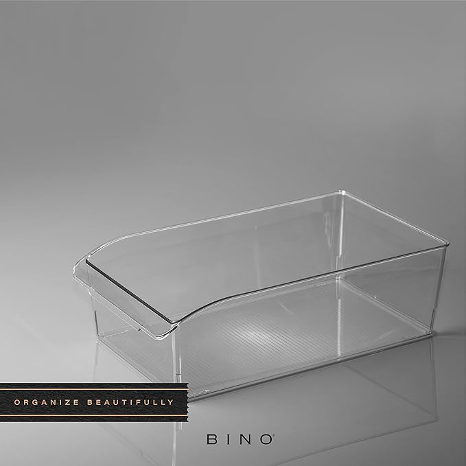 BINO | Plastic Storage Bins, X-Large | THE CURVE COLLECTION | Multi-Use Organizer Bins | Built-In Handle | BPA-Free | Pantry Organization | Home Organization | Fridge and Freezer Organizer