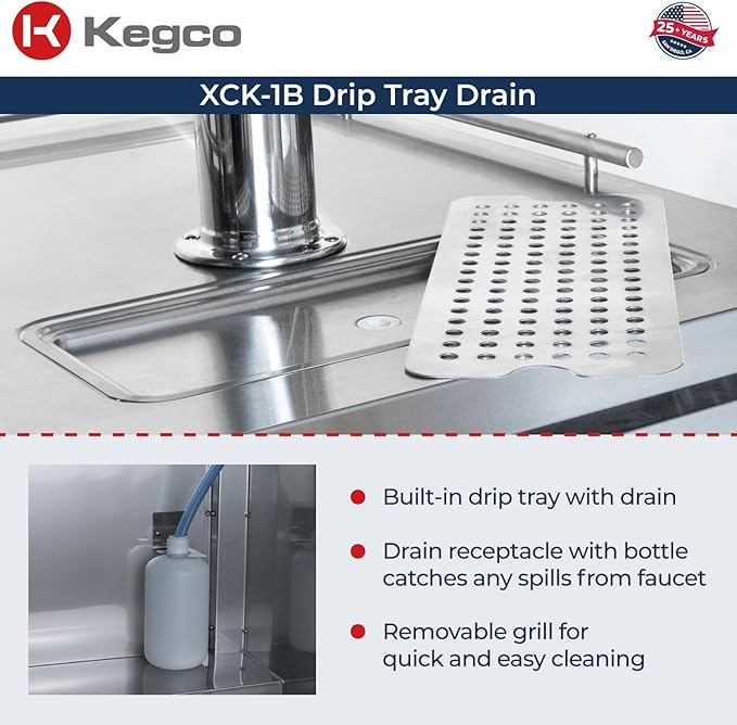 Kegco XCK-1B-2 24" Dual-Tap Commercial Kegerator – Stainless Steel Draft Beer Dispenser, Holds Full or Slim Kegs