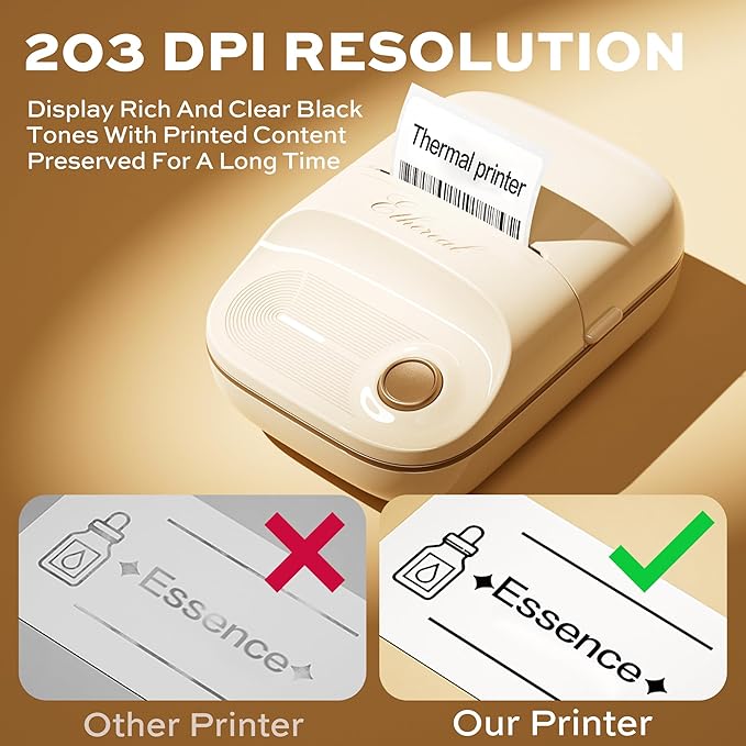 2 Inch Bluetooth Thermal Label Maker Machine - Inkless Portable Label Printer w/ App | 50x30mm Adhesive Labels for Jar, Price, Address & Mailing | Home, Kitchen, Office, School Organization (White)