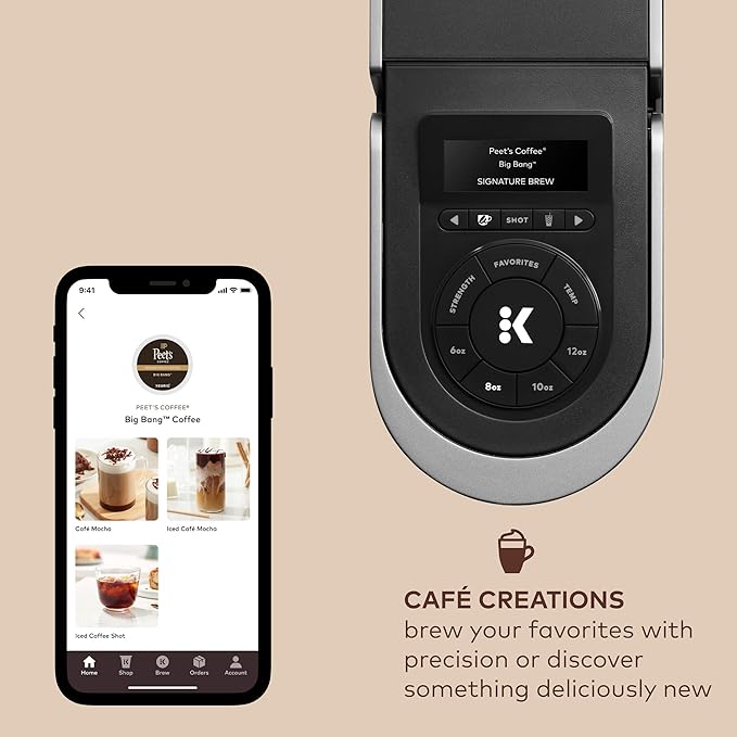Keurig K-Café SMART Single Serve Coffee Maker with WiFi Compatibility, Latte and Cappuccino Machine with Built-In Frother, 6 Brew Sizes, Black