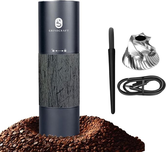 Electric Coffee Grinder, Premium Stainless Steel Burr Coffee Grinder, Espresso Grinder Electric, Portable Grinder, Perfect Coffee Brew for Home, Travel, Camping and Office (Gray)