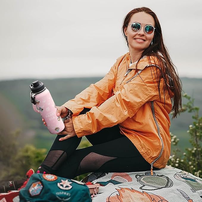 DYSANKY National Parks Water Bottle – 40 oz Insulated Stainless Steel Bottle with 63 Hand-Drawn Park Stickers, Carrier Bag, Strap & Gift Box – BPA-Free – Ideal for Hiking, Camping & Travel