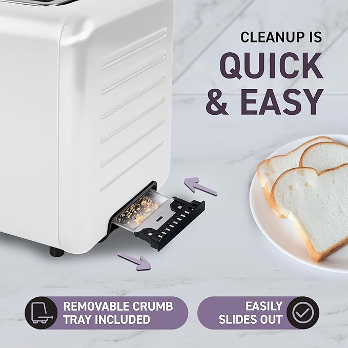 Touch Screen Toaster - 4 Slice, 2 Extra Long Slots - 5 Bread Types and 6 Browning Levels - Defrost, Reheat, Favorite, & Single Slot Modes - For Toast, Bagels, & Waffles – White