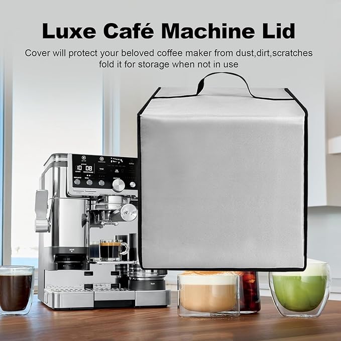 Espresso Machine Dust Cover for Ninja Luxe Café Pro Series ES701/ES601CY/ES601GM Drip Coffee Maker, Luxe Café Machine Lid,Heavy Duty Waterproof Antistatic Nylon Covers Case (Silver)