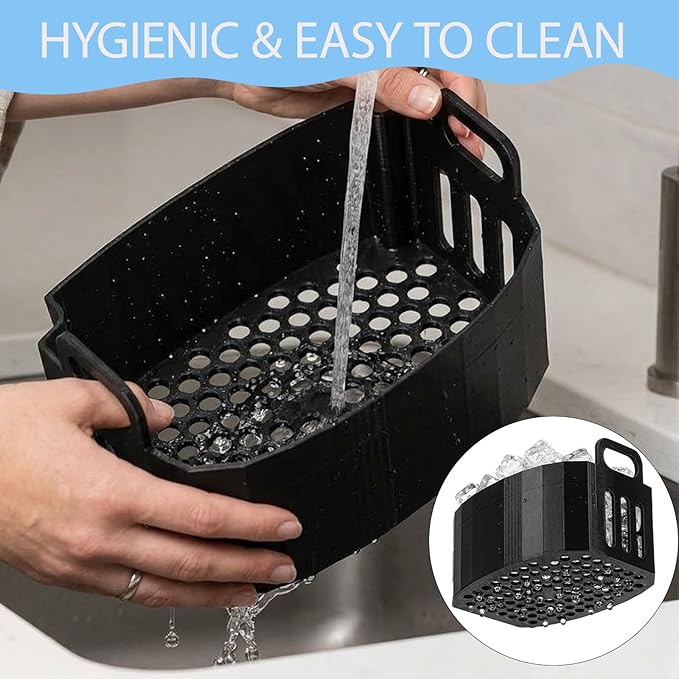 Replacement Ice Basket Compatible with Magic Chef & for Frigidaire Countertop Ice Makers - Durable Storage Bucket, Direct Fit Spare Part, No Assembly Required (Black)